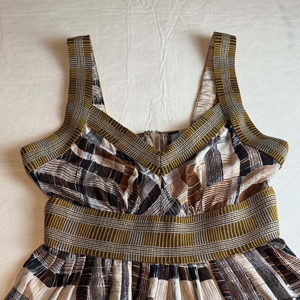 Plenty by Tracy Reese Anthropologie Brown Cream Plaid Sleeveless Silk Sundress 8 - Picture 3 of 13